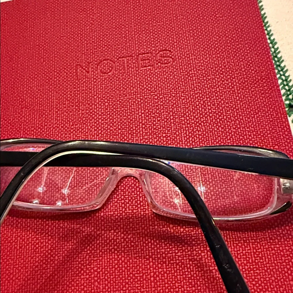Versace Clear Frame Black Temples glasses with Medusa Detail
